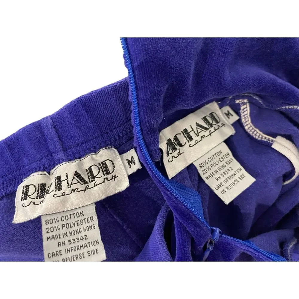 Richard And Company Blue Velour Lounge Set Vintage Matching Tracksuit Retro Cozy